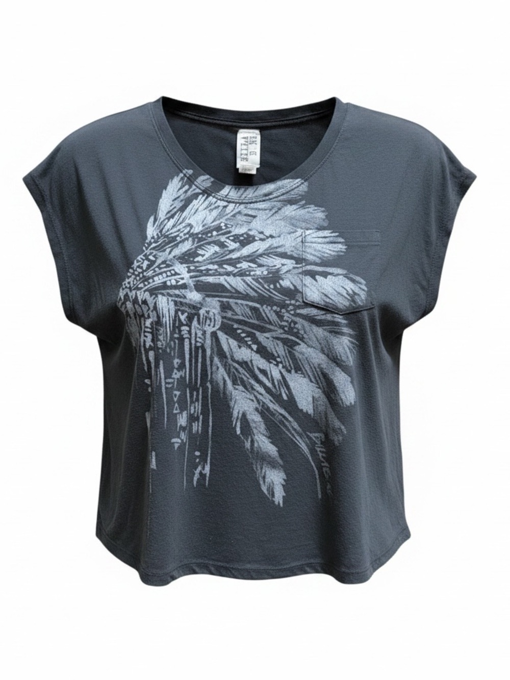 Billabong Black Short Sleeve Tee with Grey Feather Headdress Graphic